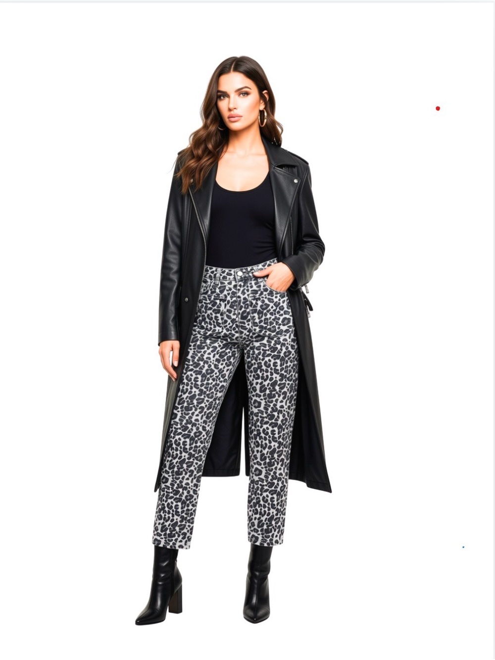 NWOT High-Rise Leopard Print Modern Slim Leg Jeans - Black, Gray & Taupe